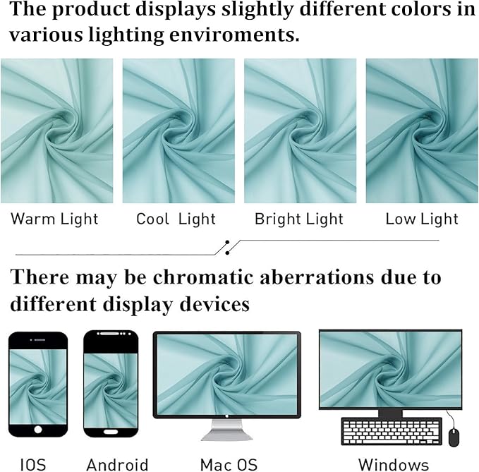 Lecloud Aqua Sheer Curtains for Living Room 63 Inch Length 2 Pcs, Voile Light - Image 4