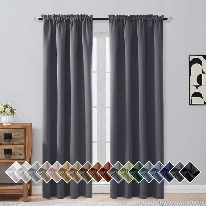 OVZME Charcoal Grey Blackout Curtains by OVZME
