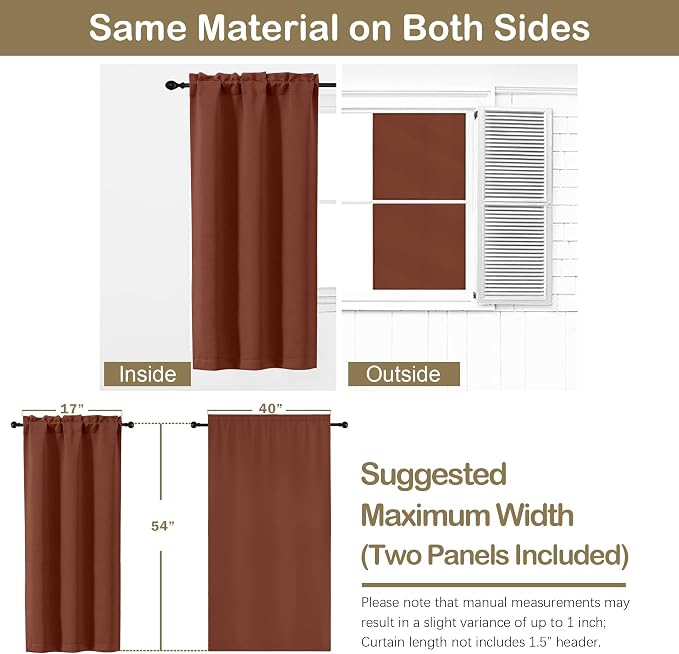 OVZME Terracotta Short Blackout Curtains - Image 2