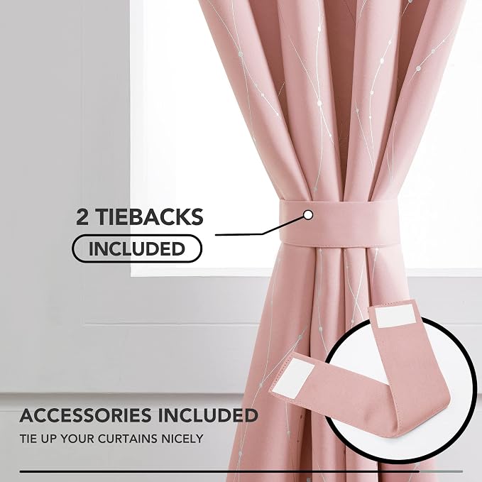 Deconovo Pink Curtains, Thermal Insulated Soundproof Curtain, 45 x 45 Inch Long - Image 4