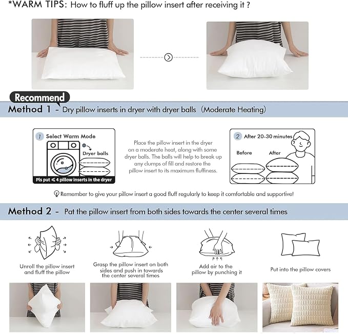 MIULEE 22x22 Pillow Inserts Set of 2, Square Decorative Throw Pillow Premium - Image 6
