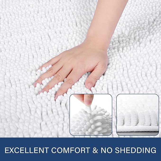LOCHAS Luxury Bathroom Rug Shaggy Bath Mat 24 x 36 Inch, Washable Non Slip Bath - Image 3