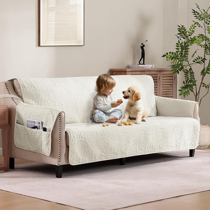 Quilted Grand Sofa Covers Washable, Couch Cover by Pamhaven