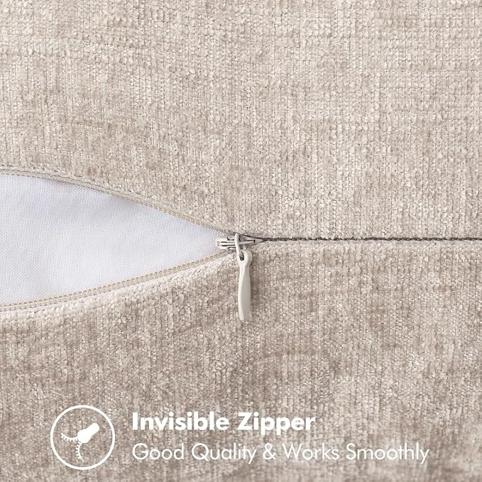 MIULEE Pack of 2 Couch Throw Pillow Covers 20x20 Inch Natural Beige Farmhouse - Image 3
