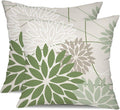 Dark Light Green and Grey Floral Pillow Covers 18x18 Set of 2 Outdoor Pillows by DFXSZ