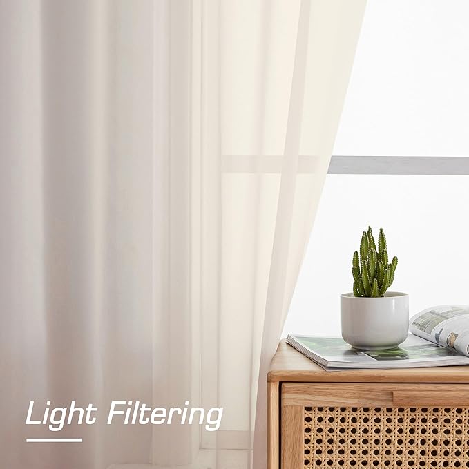 OWENIE Sheer Curtains 72 Inches Long 2 Panels Set, Light Filtering Sheer - Image 3