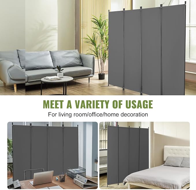 VEVOR Room Divider, 4 Panel Room Dividers and Folding Privacy Screens, Fabric - Image 6
