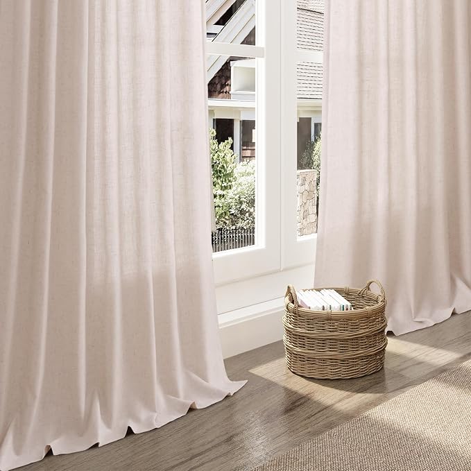 Nanspring Natural White Linen Curtains 108 Inches Long - Image 5