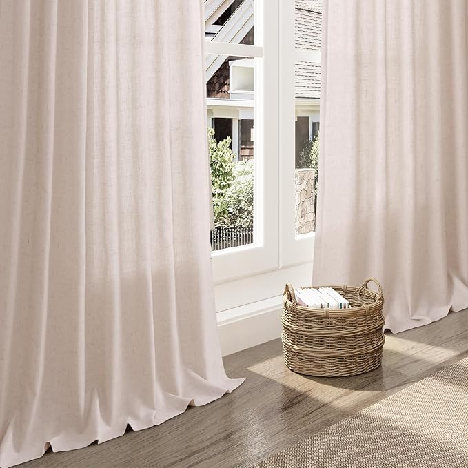 Nanspring Natural White Linen Curtains 84 Inch Length - Image 5