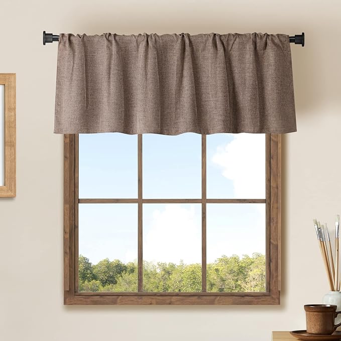 Jola's House 2 Pack Burlap Window Curtain Valances Farmhouse Style Window by Jola%27s+House