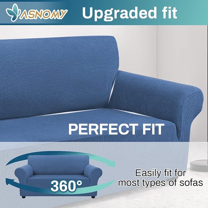 Asnomy Sofa Covers for 2 Cushion Couch Stretch loveseat Covers Slipcovers - Image 5