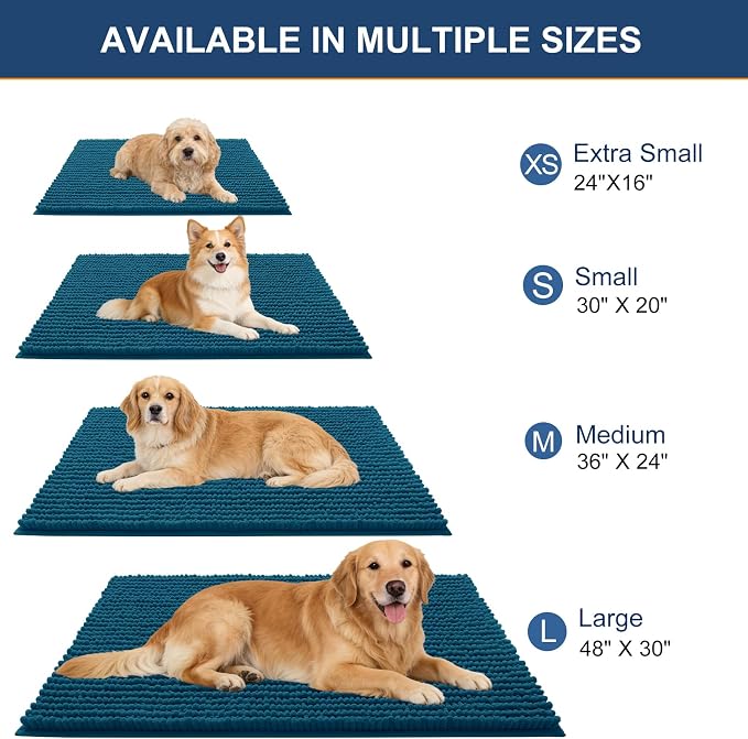 OLANLY Dog Door Mat for Muddy Paws 47x17, Ultra Absorbent Chenille Mud Doormat - Image 2