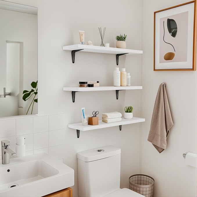 SKYSEN Floating Shelves for Wall Set of 6, 23.6in Wood Wall Shelf for Decor - Image 7