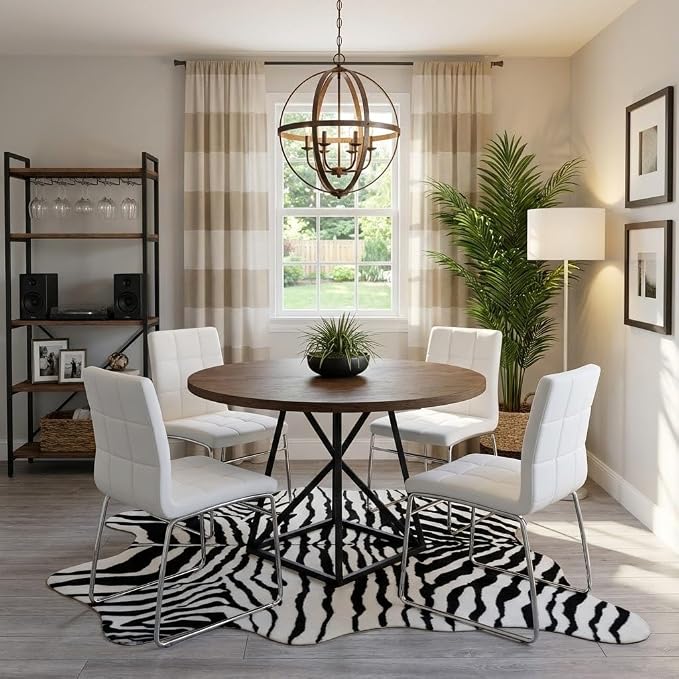 MustMat Faux Zebra Print Area Rug 4'7'' × 5'3'' Cute Soft Black and White - Image 5