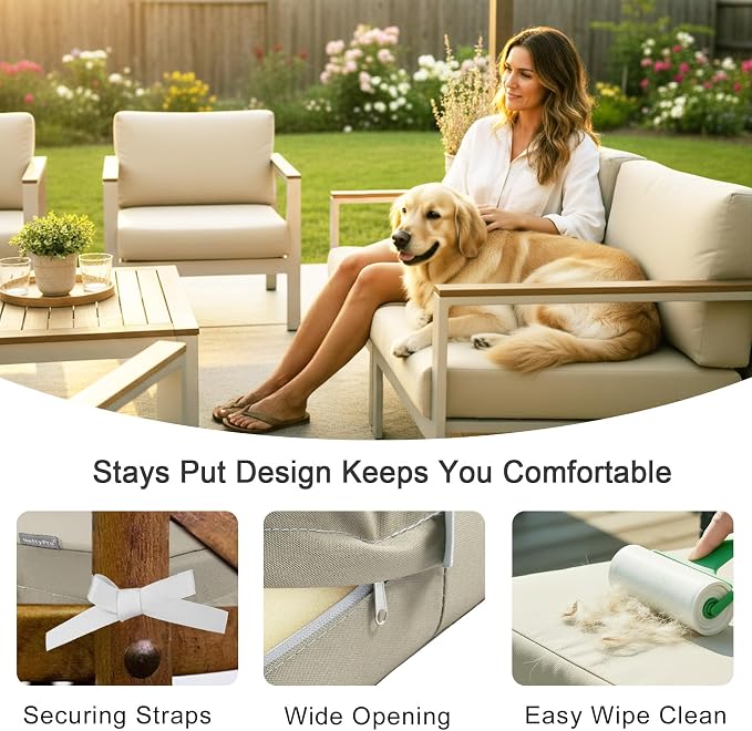 NettyPro Patio Chair Seat Cushion Covers Set 6, Waterproof Outdoor Furniture - Image 7