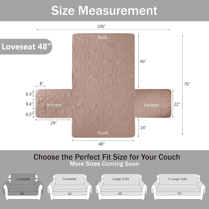 Loveseat Covers for 2 Cushion Couch, Water-Repellent Slip Covers for Sofa - Image 7