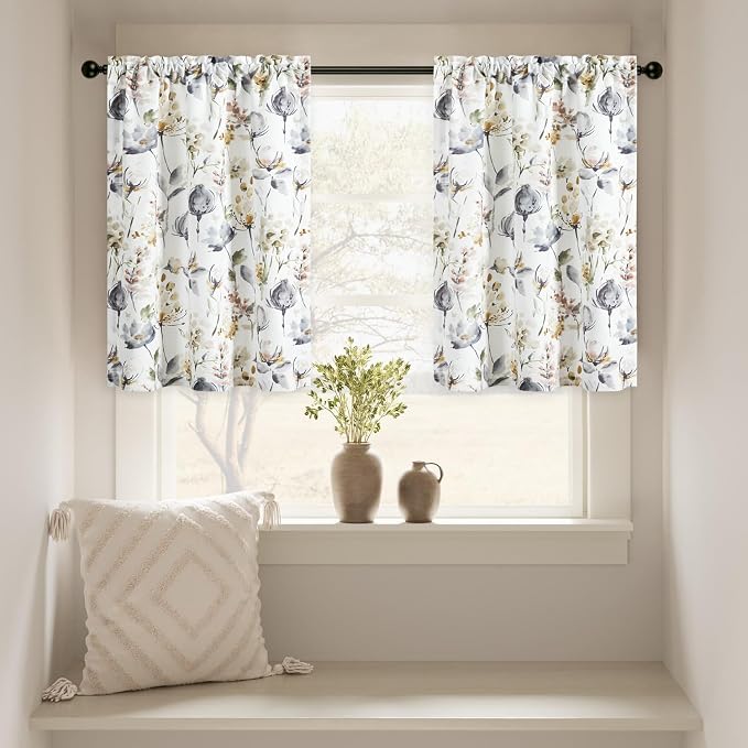 Leeva Watercolor Flower Tier Curtains - Image 2