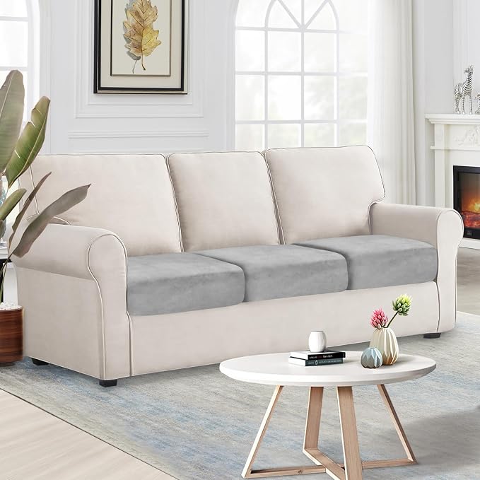 NAISI Couch Cushion Covers 3 Pieces Velvet Stretch Sofa Seat Covers or Backrest - Image 4