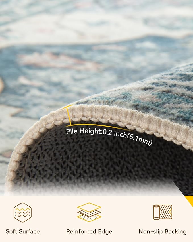 Area Rugs 3'x7' Runner Rug Non Slip Washable - Image 8