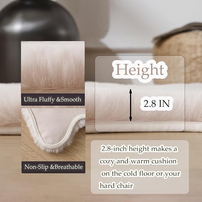1700GSM Fuzzy Faux Sheepskin Fur Area Rug, Extra Soft Faux Fur Mat, Fluffy - Image 8