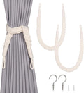 NICEEC 2 Pack Natural Cotton Rope Curtain Tiebacks Elegant Boho Style by NICEEC