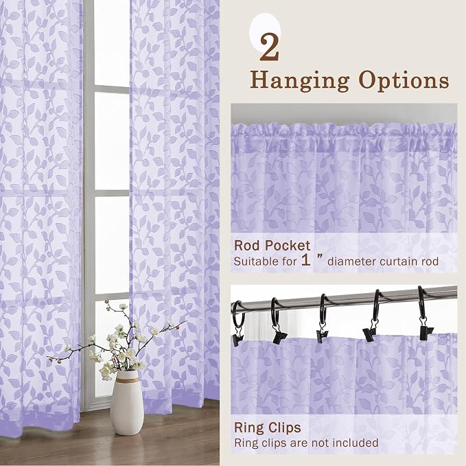 Chyhomenyc Light Purple Sheer Curtains 84 Inch Length 2 Panels Set, Light - Image 5