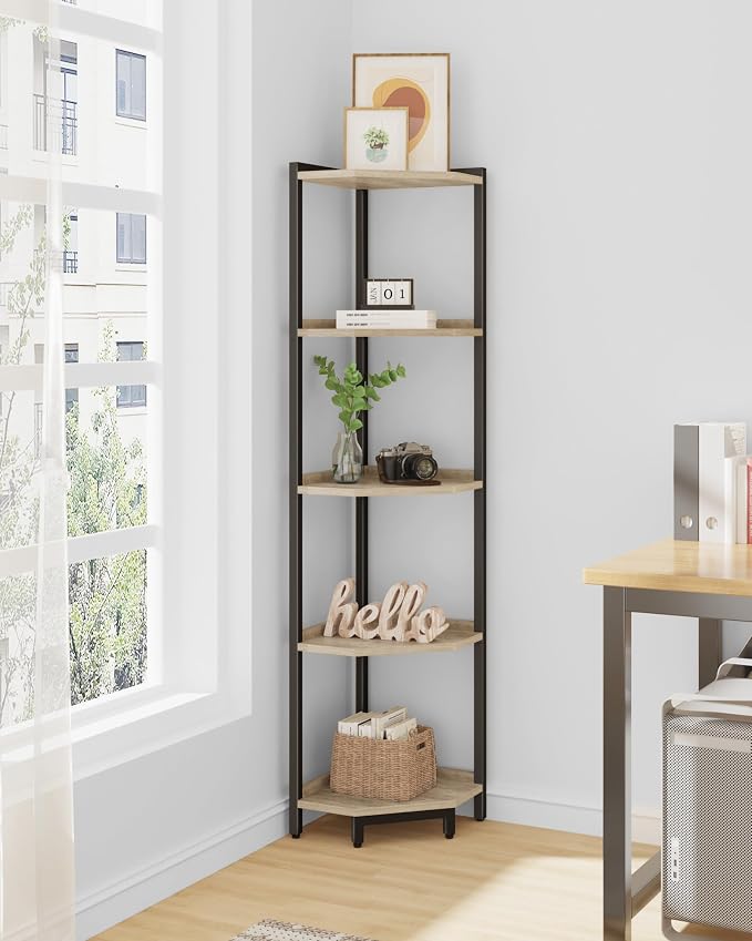 Hzuaneri Corner Shelf Stand, Corner Bookshelf, Storage Standing Shelf Unit - Image 7
