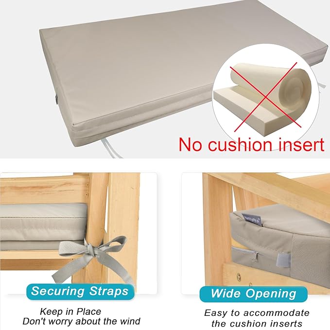 NettyPro Outdoor Bench Swing Loveseat Cushion Covers, Patio Furniture Cushion - Image 4