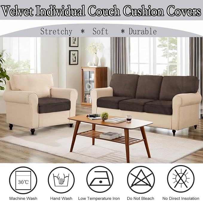 NAISI Couch Cushion Covers 1 Piece Velvet Stretch Sofa Seat Covers or Backrest - Image 5