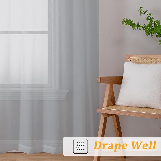 Gwine Light Grey Valances for Windows, Small Light Filtering Rod Pocket Cafe - Image 7