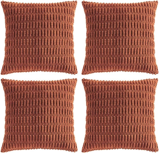 Fancy Homi 4 Packs Rust Decorative Throw Pillow Covers 26x26 Inch by Fancy+Homi