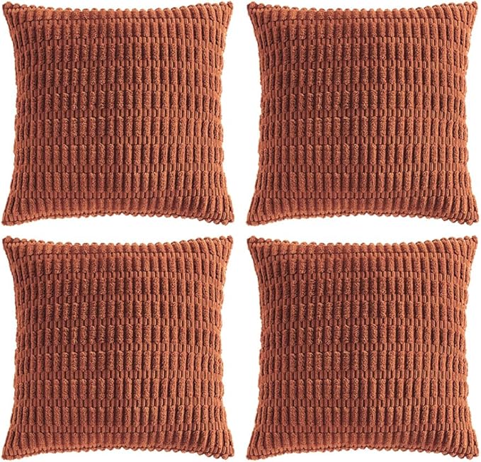 Fancy Homi 4 Packs Rust Decorative Throw Pillow Covers 18x18 Inch by Fancy+Homi