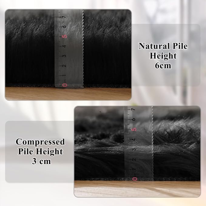 ORINOVA Black Fuzzy Washable Shaggy Area Rugs - Image 4