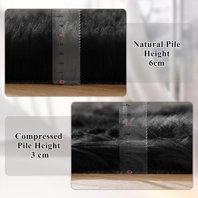 ORINOVA Black Fluffy Faux Fur Rug - Image 5