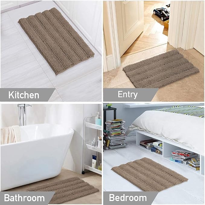 Turquoize Chenille Bathroom Rugs Set Non-Slip Bath Mats - Image 6
