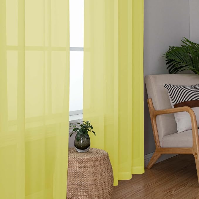 OWENIE Lemon Kitchen Sheer Curtains - Image 3