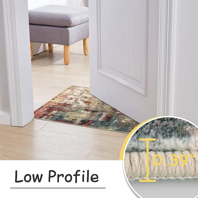 Lahome Modern Abstract Bathroom Runner Rug, 2x4.3 Red Entryway Carpet Runner - Image 5