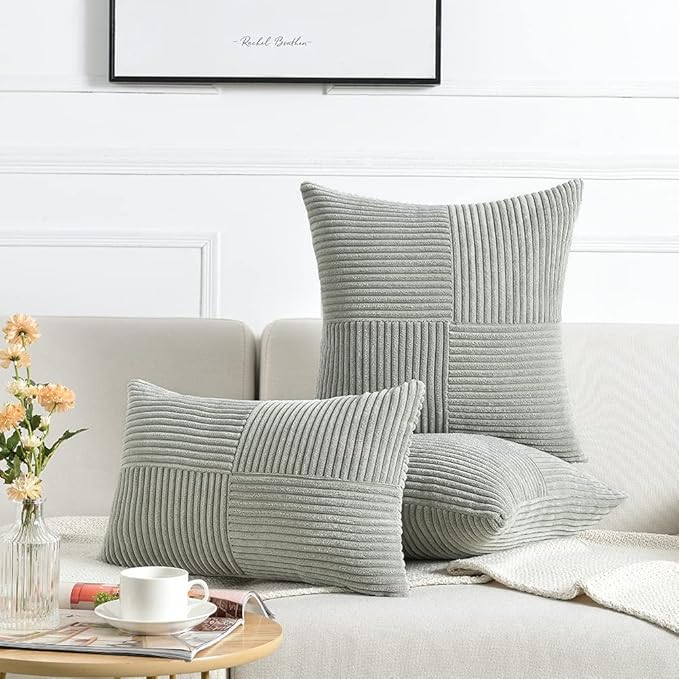 Fancy Homi 2 Packs Grey Lumbar Decorative Throw Pillow Covers 20x28 Inch - Image 6