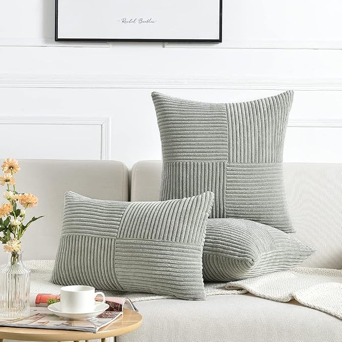 Fancy Homi 2 Packs Grey Decorative Throw Pillow Covers 22x22 Inch - Image 6