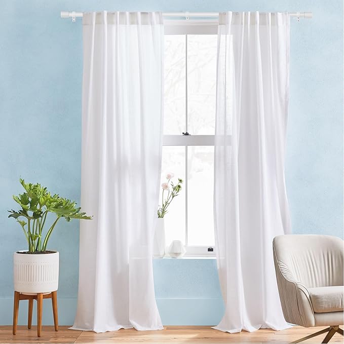 IFELS Heavy Duty Curtain Rods for Windows 28 to 48 Inch, 1 Inch White Curtain - Image 2