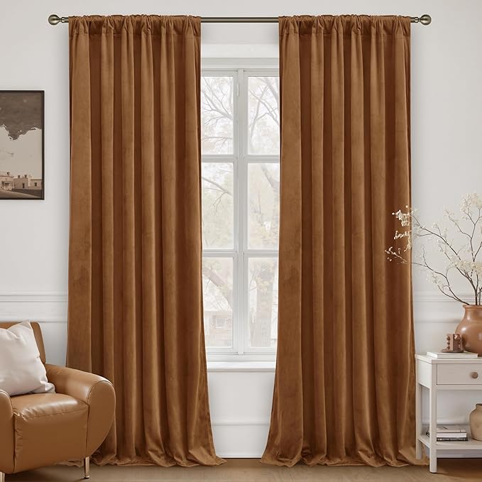 LAMIT Golden Brown Velvet Curtains - Image 2