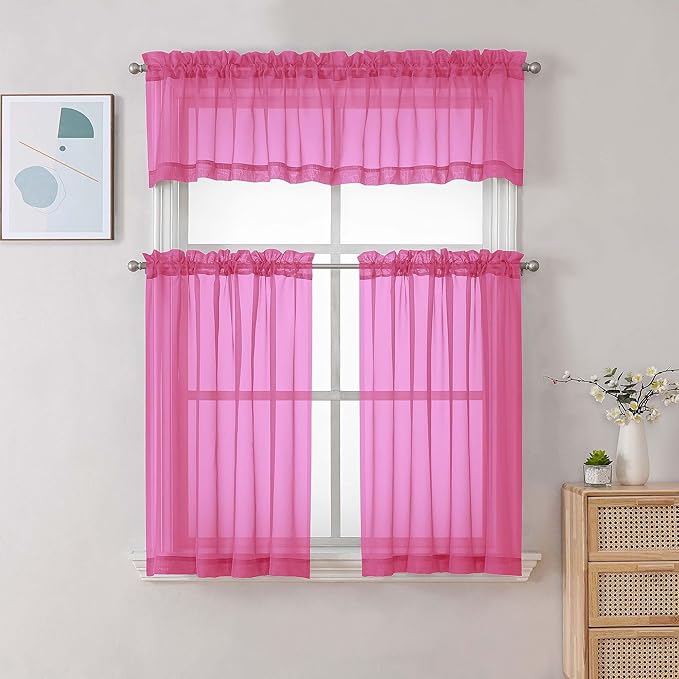 Chyhomenyc Sheer Curtains 36 inch Length 2 Panels Set, Light Filtering Voile - Image 2