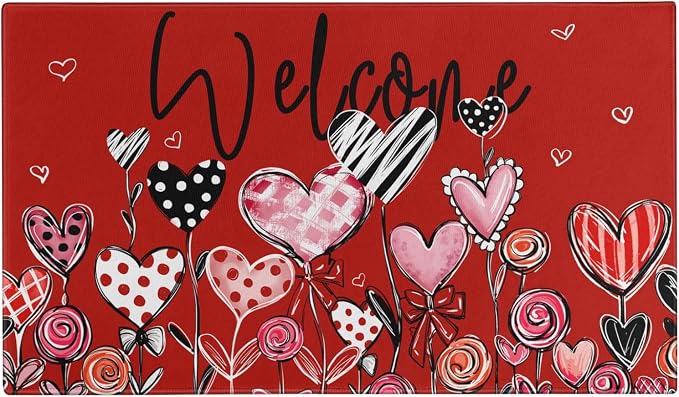 Valentine's Door Mat, Entryway Front Porch Welcome Mat by Xsinufn