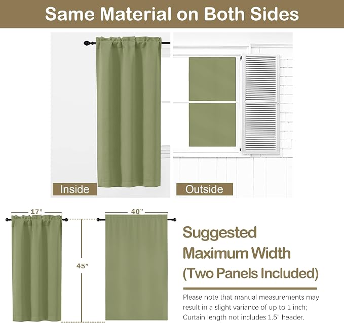 OVZME Sage Green Short Blackout Curtains - Image 2