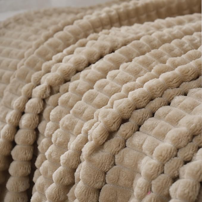 Khaki White Throw Blanket 50"×70" Decorations Fleece Super Soft Plush Fuzzy - Image 6