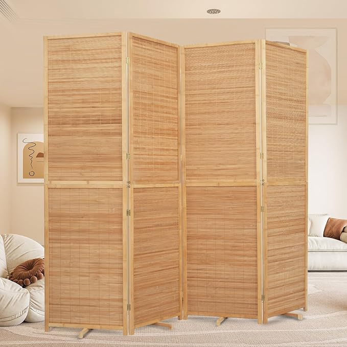 Room Divider Folding Privacy Screens, Hand-Made 67'' High Bamboo Room Dividers by HOMSCREENER