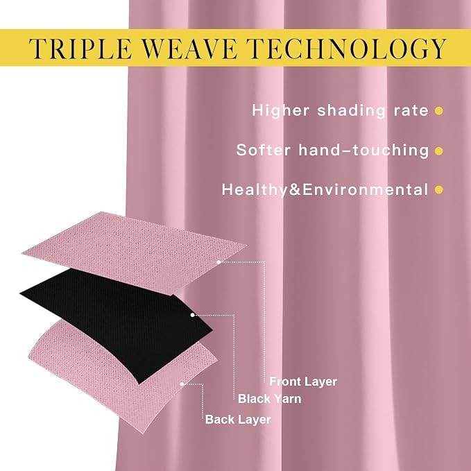 NICETOWN Long Crystal Pink Curtains - Image 3