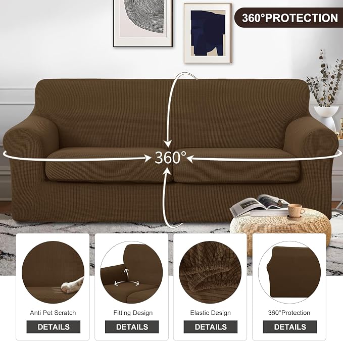 U-NICE HOME 3 Pieces Stretch Couch Cover Sofa Cover Washable Sofa Slipcover - Image 4