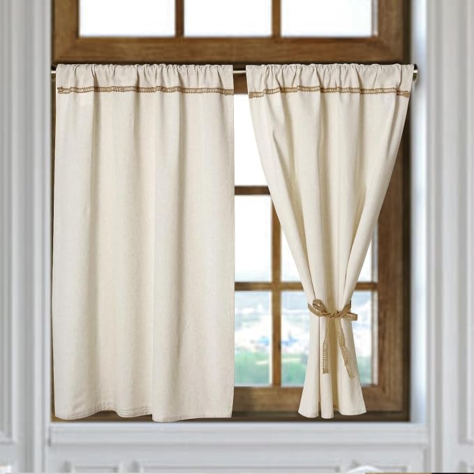 Cotton Linen Kitchen Curtains for Windows - Image 2