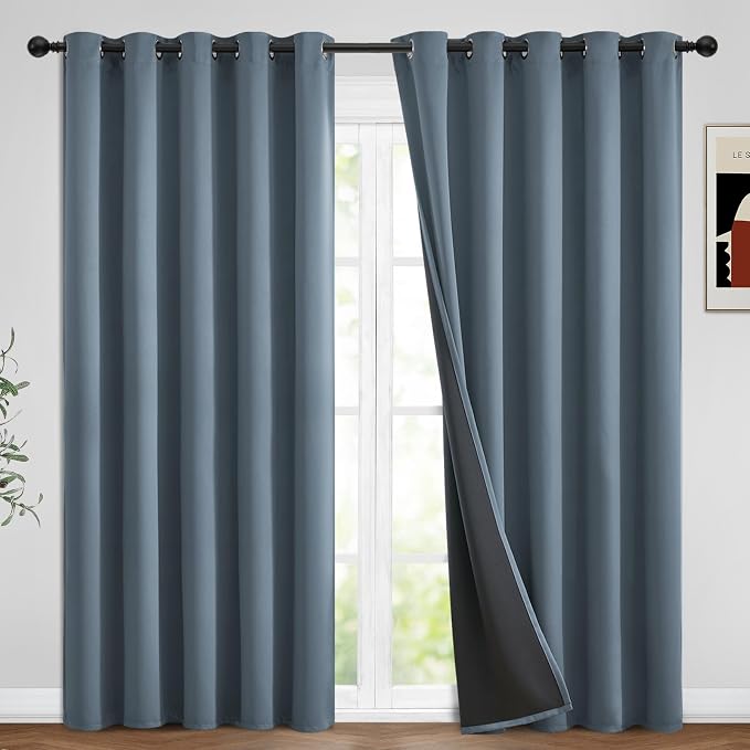 Yakamok 100% Blackout Curtains for Bedroom 84 Inch Length, Light Blocking Drapes by Yakamok